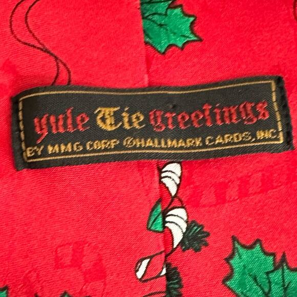 Hallmark Tie Red Green Christmas Xmas Yuoe Tide Greetings Holiday Festive Mens - Picture 7 of 8